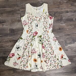 J. Taylor Women's Ivory Floral Fit-and-Flare Summer Dress Size 14